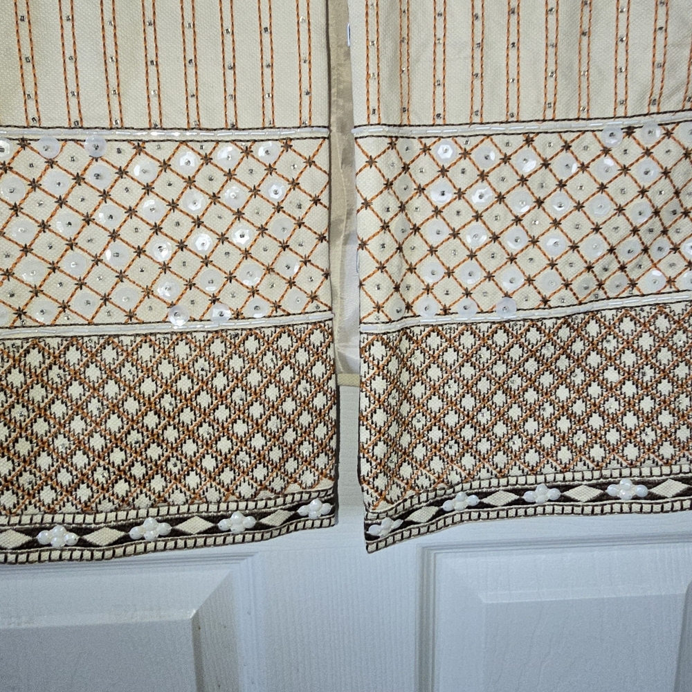 Chico's Cream and Tan Boho Collectible Embellished Jacket - Picture 6 of 10